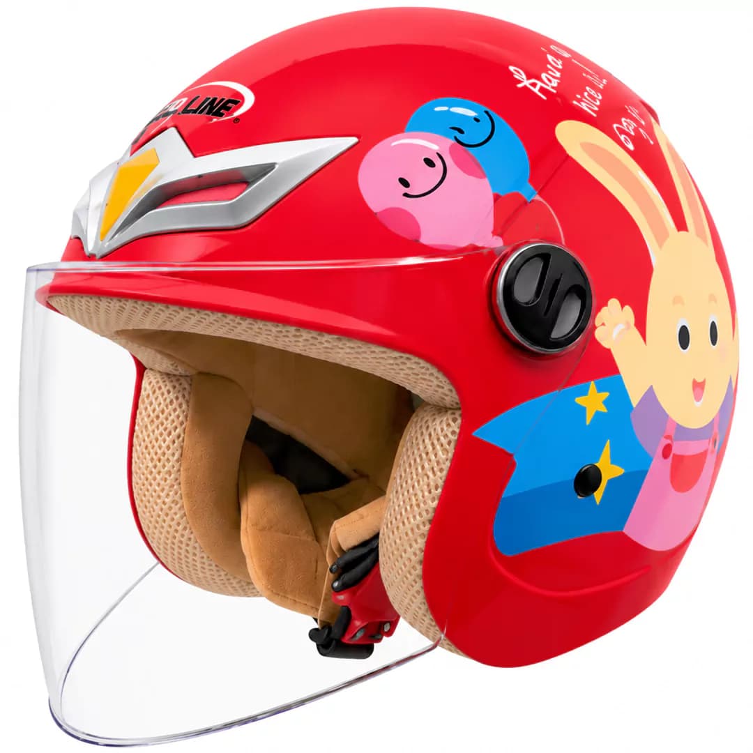 کلاه کاسکت بدون فک بچگانه ردلاین مدل 9-908 BRIGHT RED RABBIT