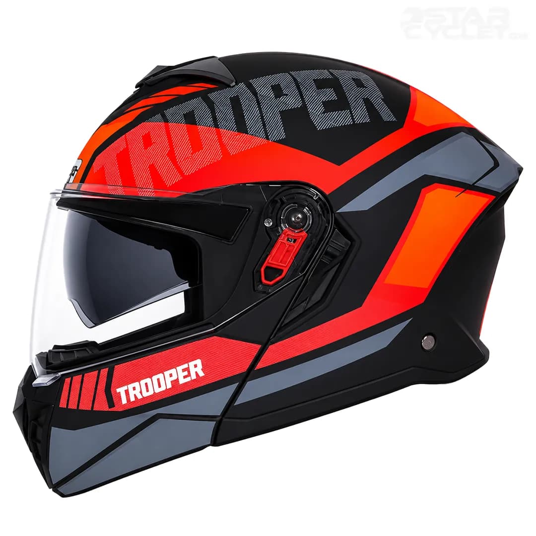 کلاه کاسکت فک متحرک استادز مدل TROOPER D1 MATT BLACK ORANGE — تصویر ۲