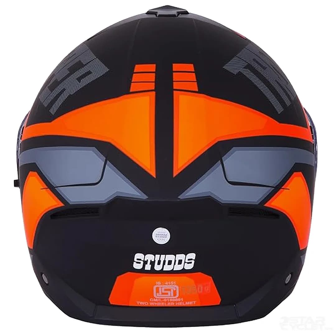 کلاه کاسکت فک متحرک استادز مدل TROOPER D1 MATT BLACK ORANGE — تصویر ۴