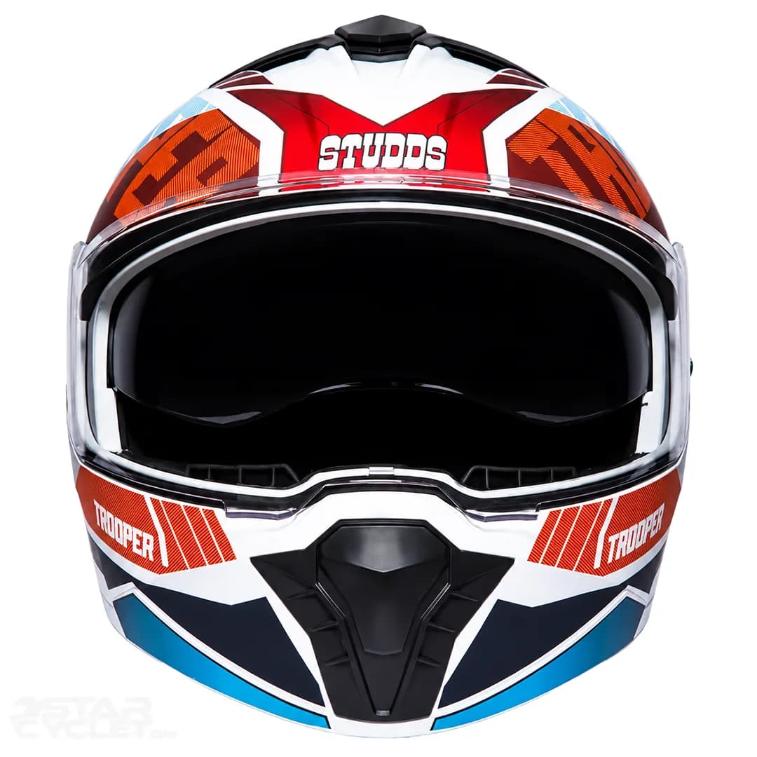 کلاه کاسکت فک متحرک استادز مدل TROOPER D1 MATT WHITE RED BLUE — تصویر ۳