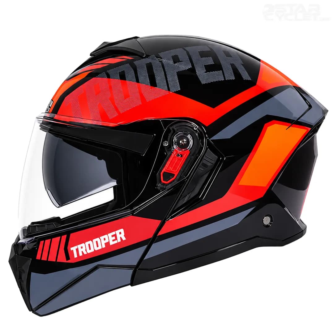 کلاه کاسکت فک متحرک استادز مدل TROOPER D1 BLACK ORANGE — تصویر ۲