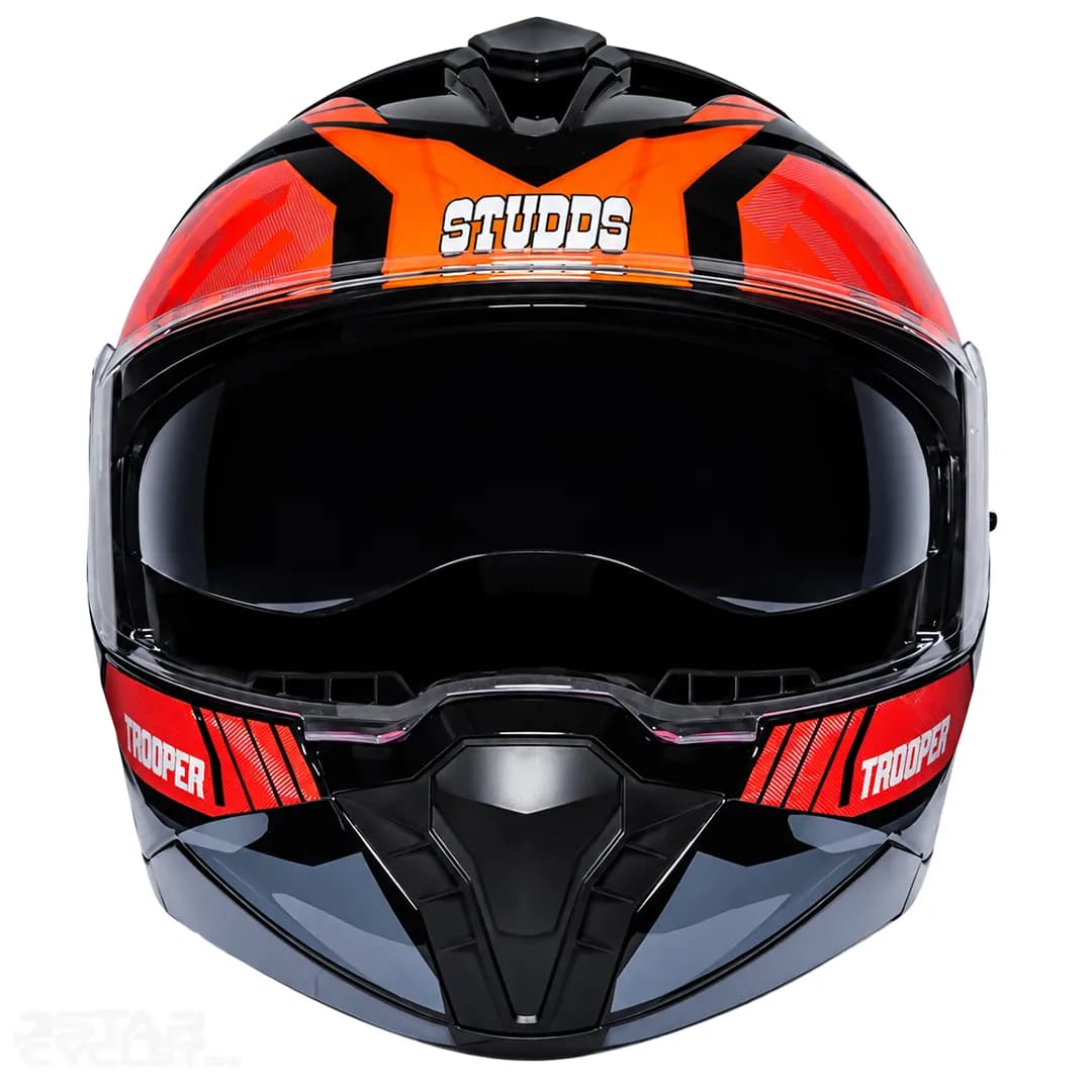 کلاه کاسکت فک متحرک استادز مدل TROOPER D1 BLACK ORANGE — تصویر ۳