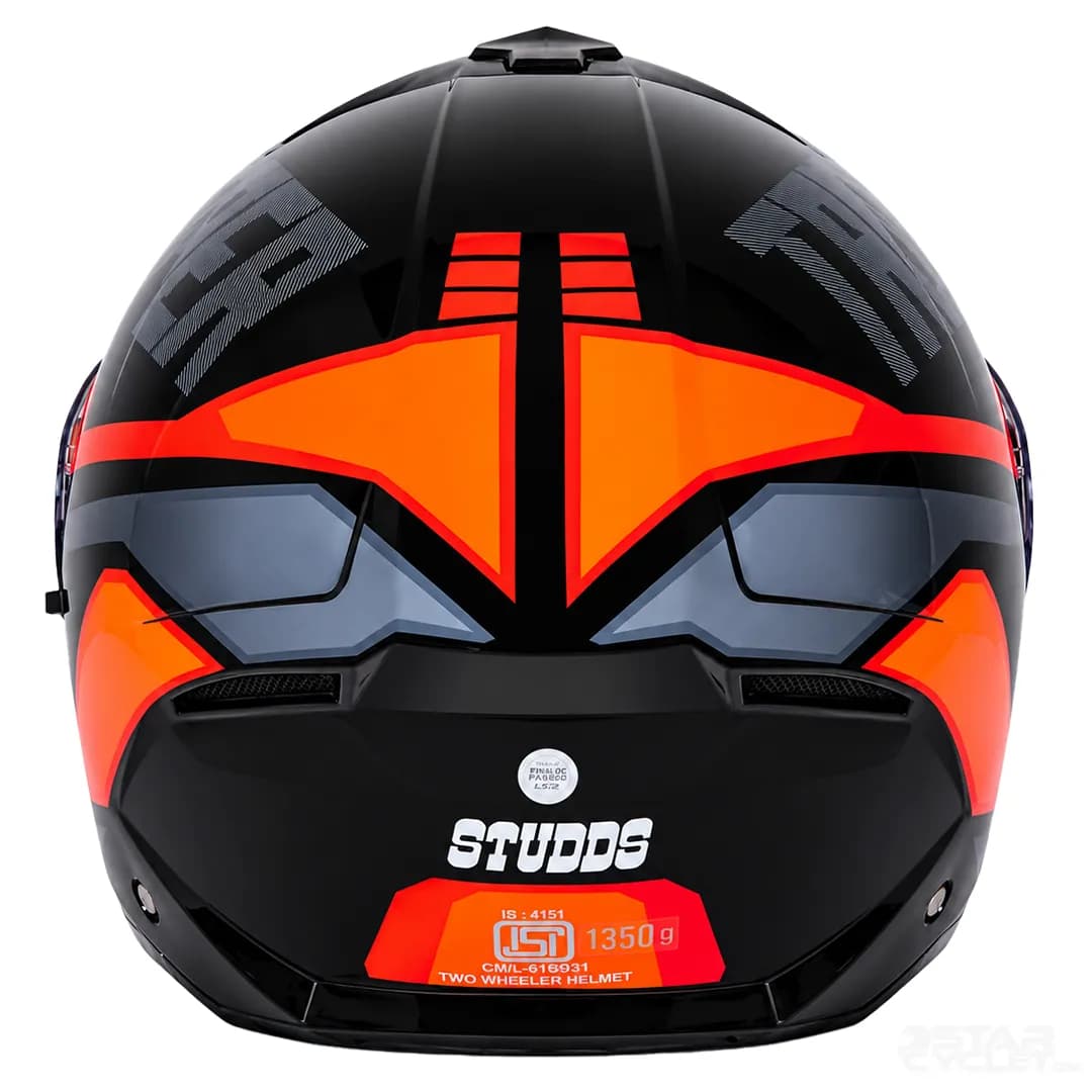 کلاه کاسکت فک متحرک استادز مدل TROOPER D1 BLACK ORANGE — تصویر ۴