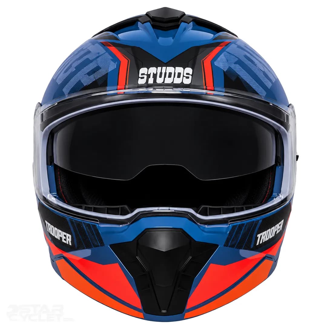 کلاه کاسکت فک متحرک استادز مدل TROOPER D1 BLUE ORANGE — تصویر ۴