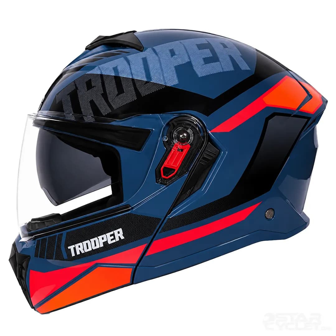 کلاه کاسکت فک متحرک استادز مدل TROOPER D1 BLUE ORANGE — تصویر ۳