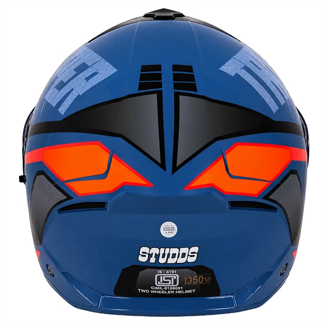 کلاه کاسکت فک متحرک استادز مدل TROOPER D1 BLUE ORANGE — تصویر ۶