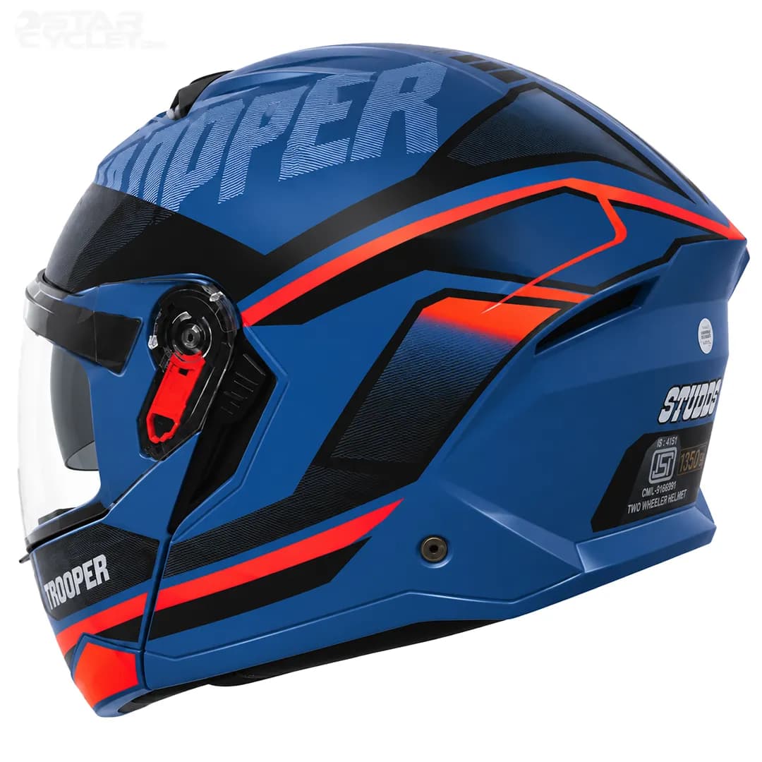 کلاه کاسکت فک متحرک استادز مدل TROOPER D1 BLUE ORANGE — تصویر ۵