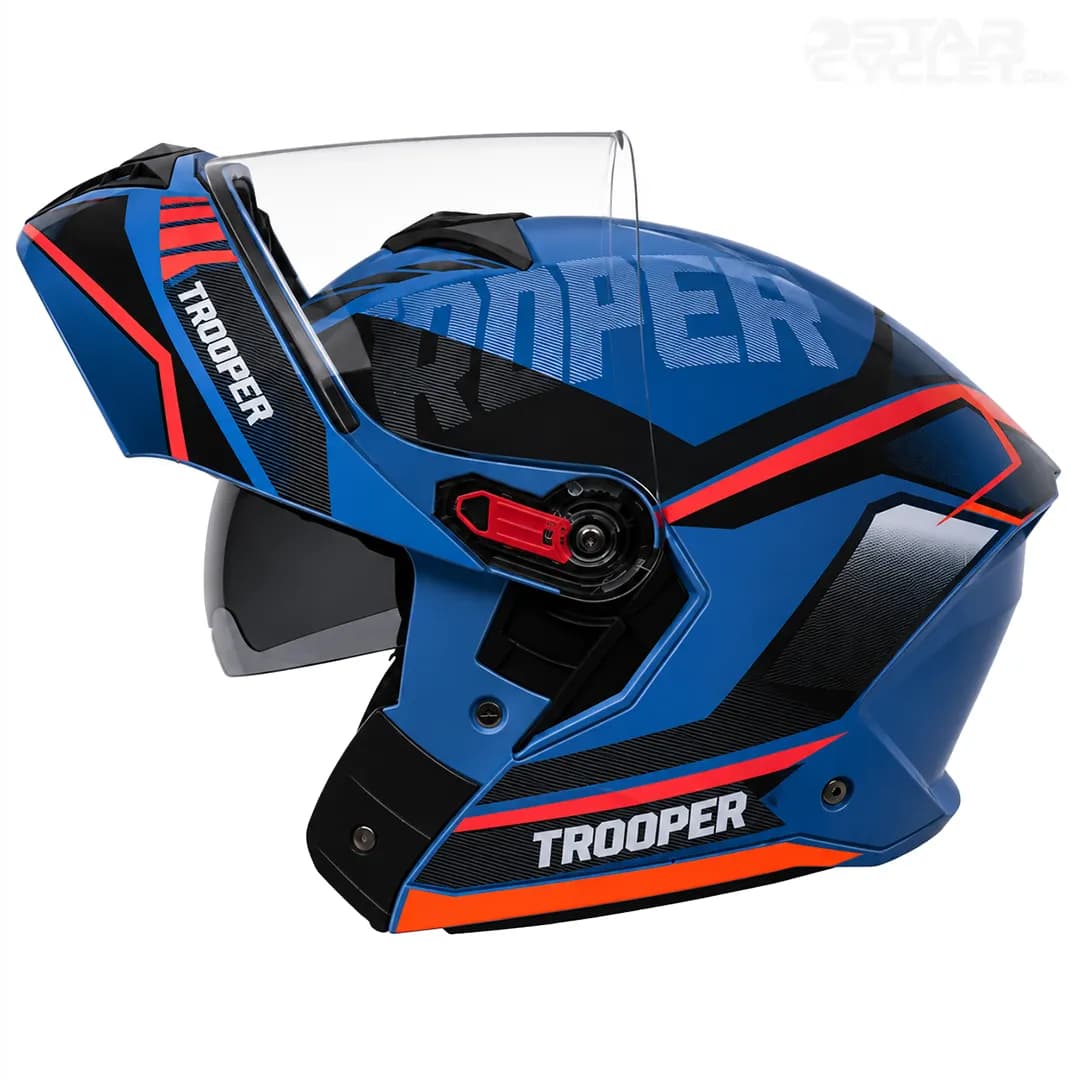 کلاه کاسکت فک متحرک استادز مدل TROOPER D1 BLUE ORANGE — تصویر ۲