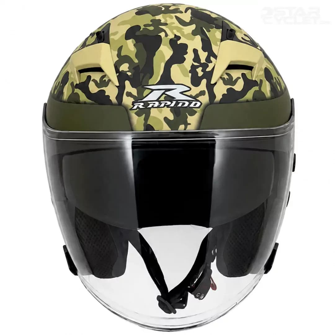 کلاه کاسکت بدون فک راپیدو مدل 878 MATT ARMY GREEN — تصویر ۳