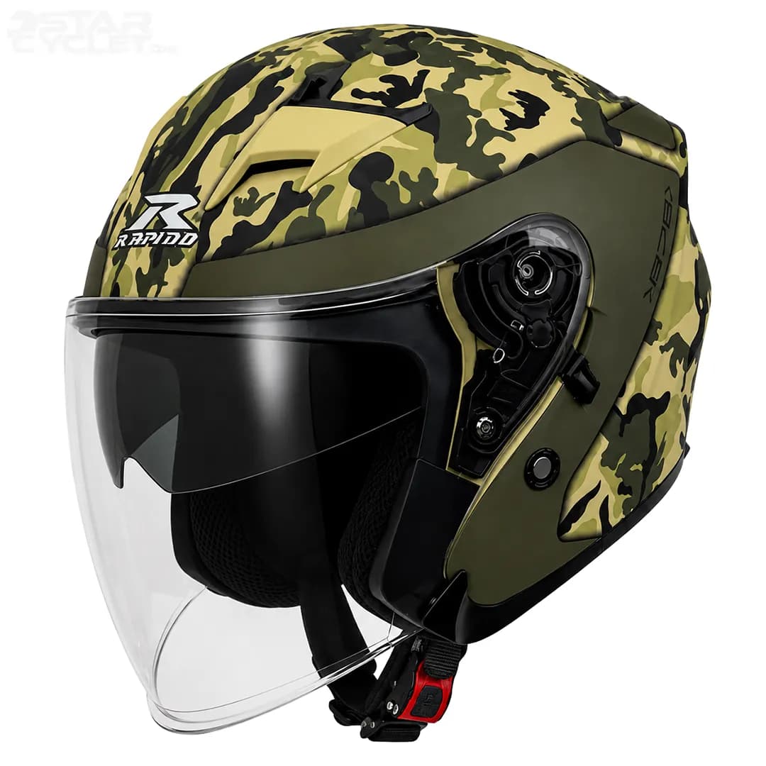 کلاه کاسکت بدون فک راپیدو مدل 878 MATT ARMY GREEN