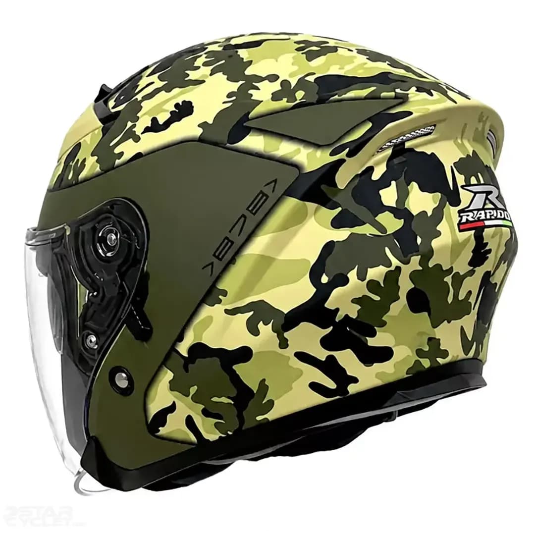 کلاه کاسکت بدون فک راپیدو مدل 878 MATT ARMY GREEN — تصویر ۴