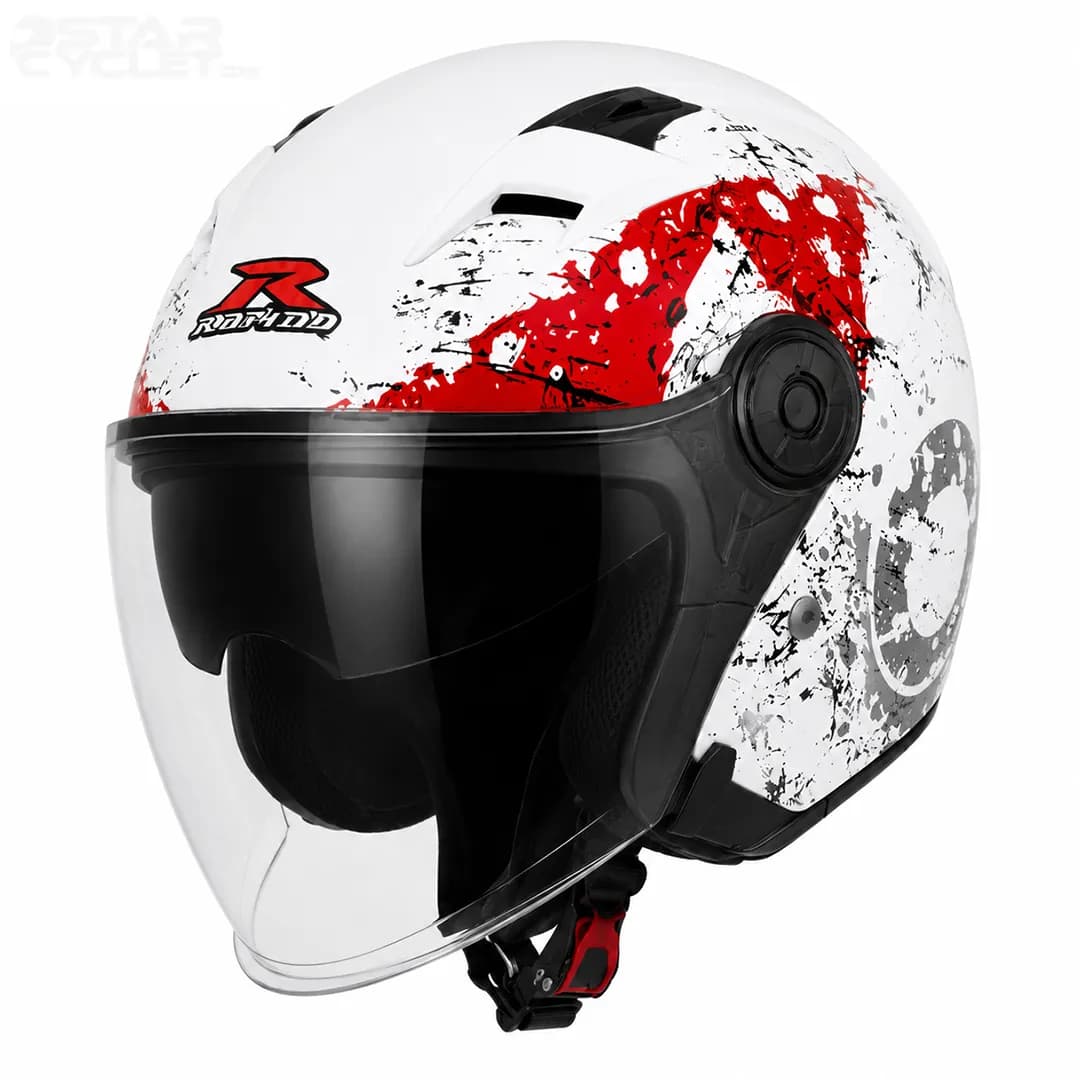 کلاه کاسکت بدون فک راپیدو مدل 878 SKULL SHINE WHITE RED BLACK
