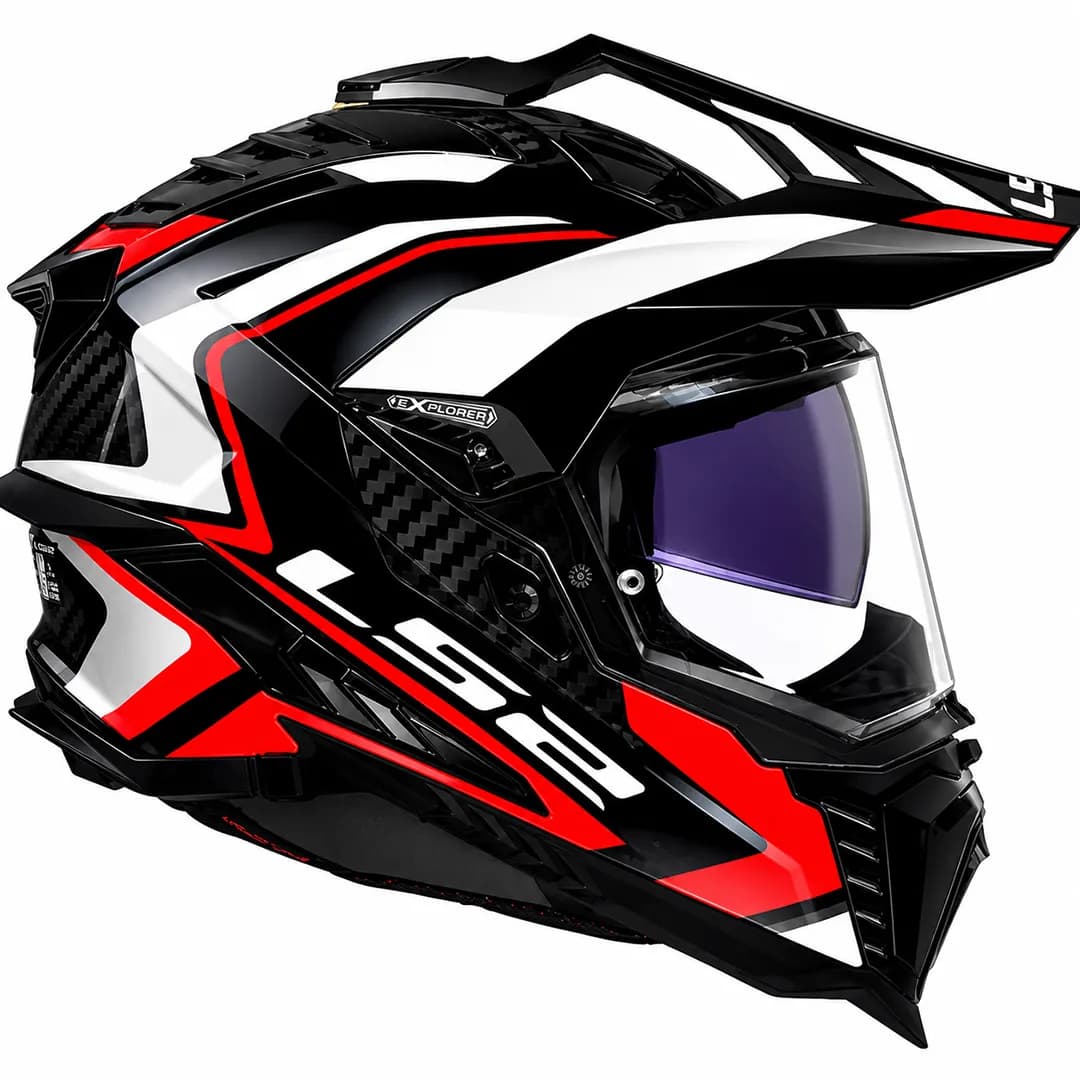 کلاه کاسکت ال اس تو مدل اندرو EXPLORER BLACK GRAY RED MX701 — تصویر ۴