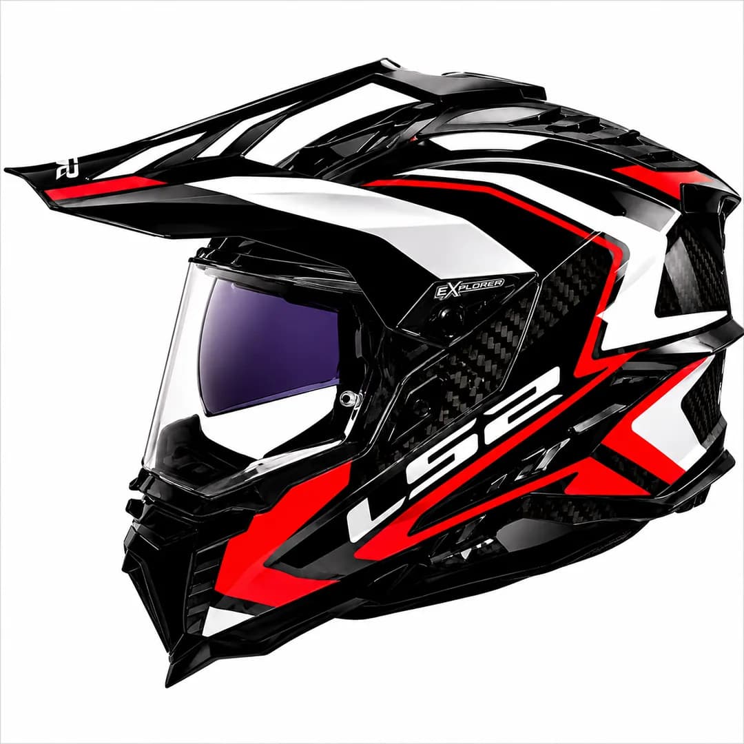 کلاه کاسکت ال اس تو مدل اندرو EXPLORER BLACK GRAY RED MX701 — تصویر ۲