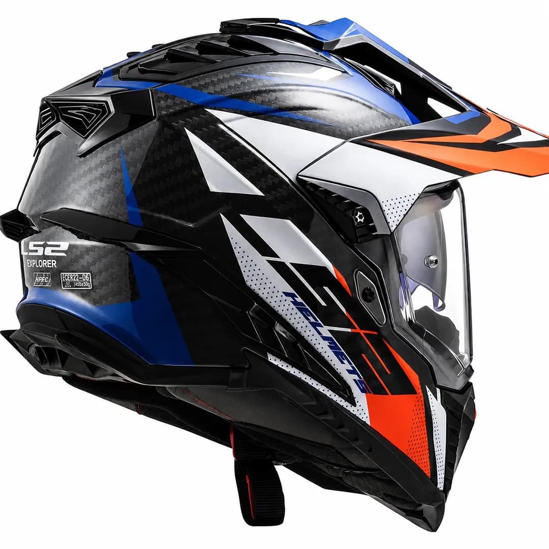 کلاه کاسکت ال اس 2 ادونچری مدل EXPLORE BLACK ORANGE Navy blue MX701 — تصویر ۲