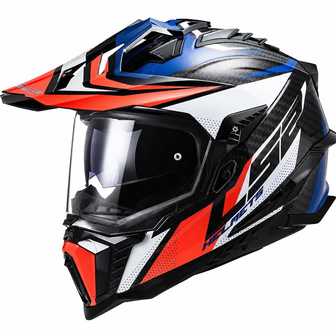 کلاه کاسکت ال اس 2 ادونچری مدل EXPLORE BLACK ORANGE Navy blue MX701