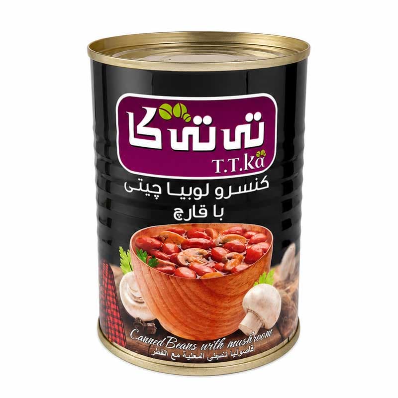 کنسرو لوبیا چیتی با قارچ تی تی کا (T.T.Ka) 380 گرمی
