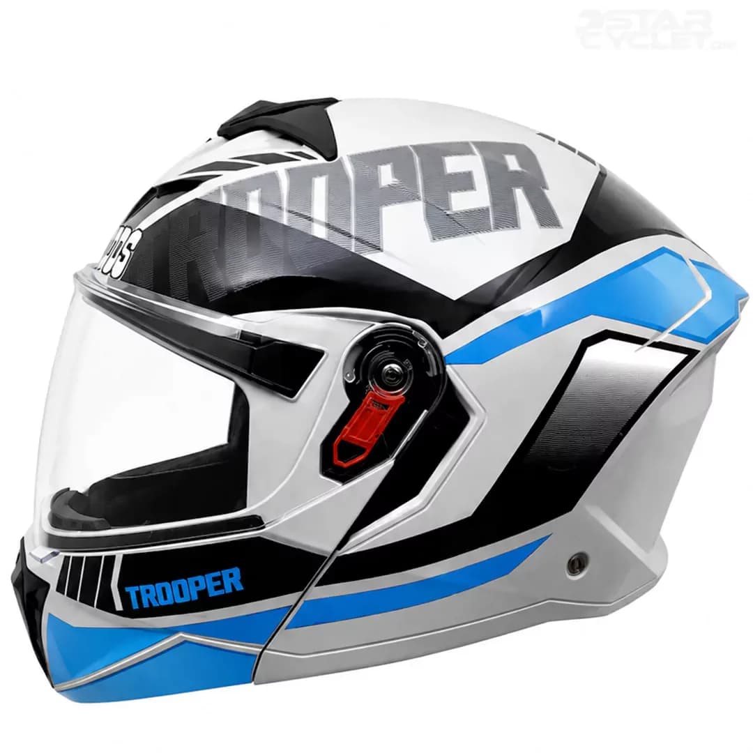 کلاه کاسکت فک متحرک استادز مدل TROOPER D1 GRAY BLACK BLUE — تصویر ۲