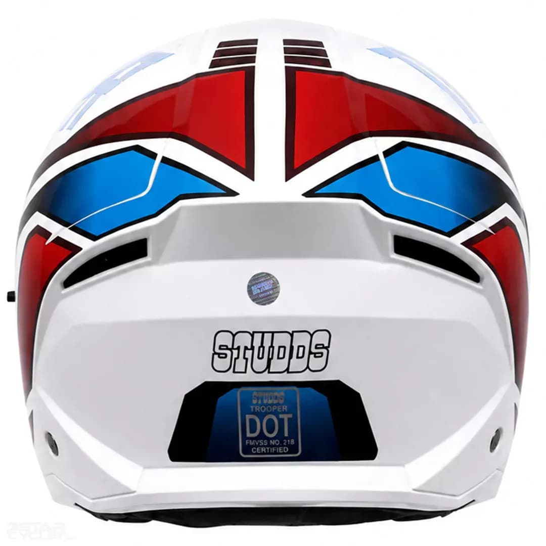 کلاه کاسکت فک متحرک استادز مدل TROOPER D1 WHITE RED BLUE — تصویر ۵