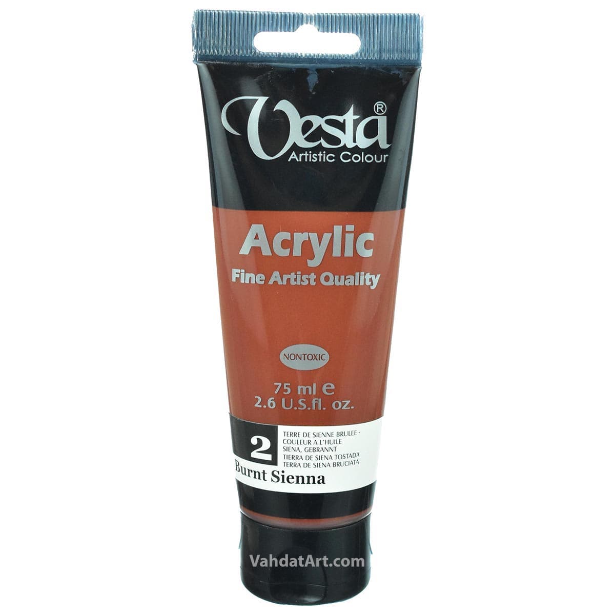 رنگ اکریلیک وستا مدل Burnt Sienna 2 حجم 75 میل
