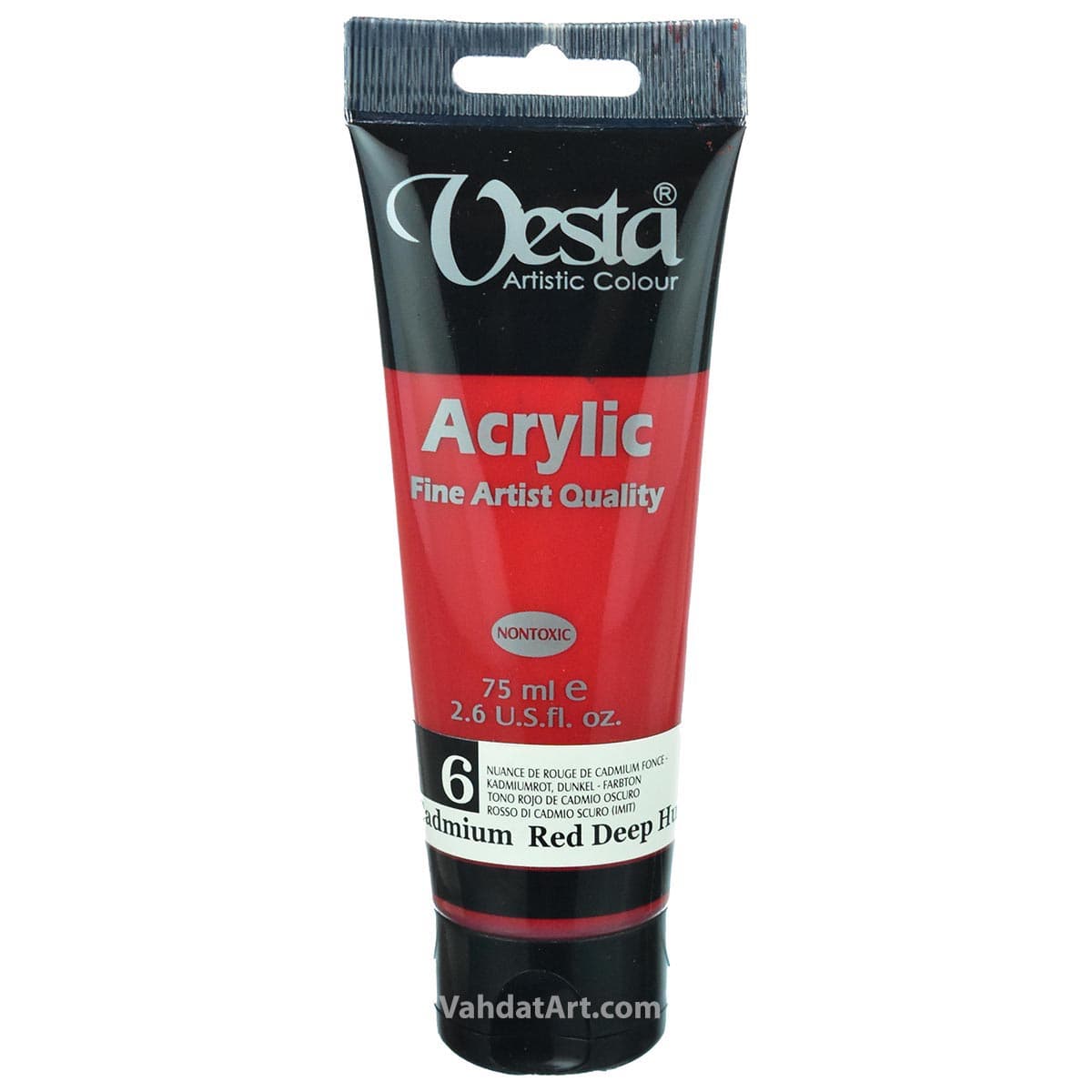 رنگ اکریلیک وستا مدل Cadmium Red Deep Hue 6 حجم 75 میل