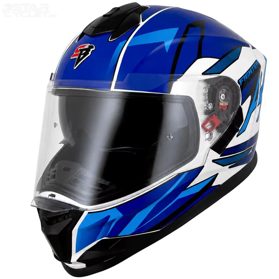 کلاه کاسکت فک ثابت استیل برد مدل TSBH57 FIGHTERE BLUE WHITE