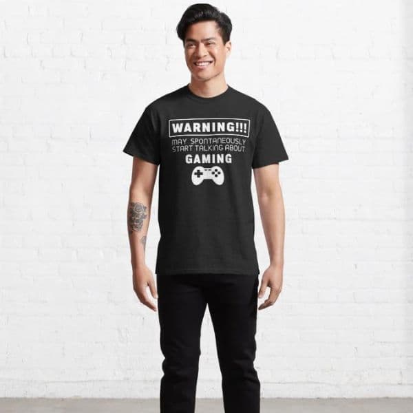 تی شرت گیمی Warning may spontaneously start talking about gaming 2 Classic — تصویر ۳