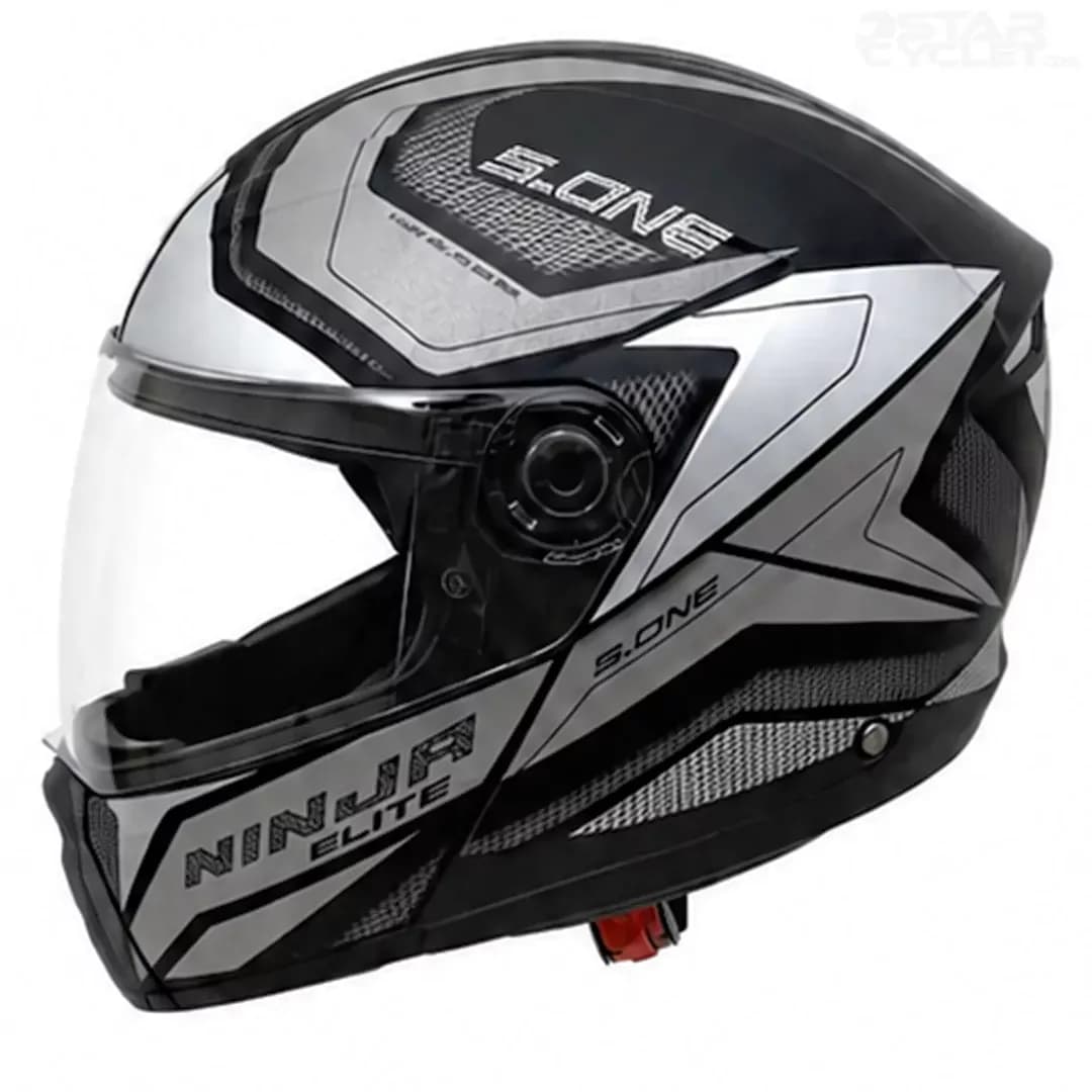 کلاه کاسکت فک متحرک استادز مدل NINJA ELITE MATT BLACK SILVER — تصویر ۲