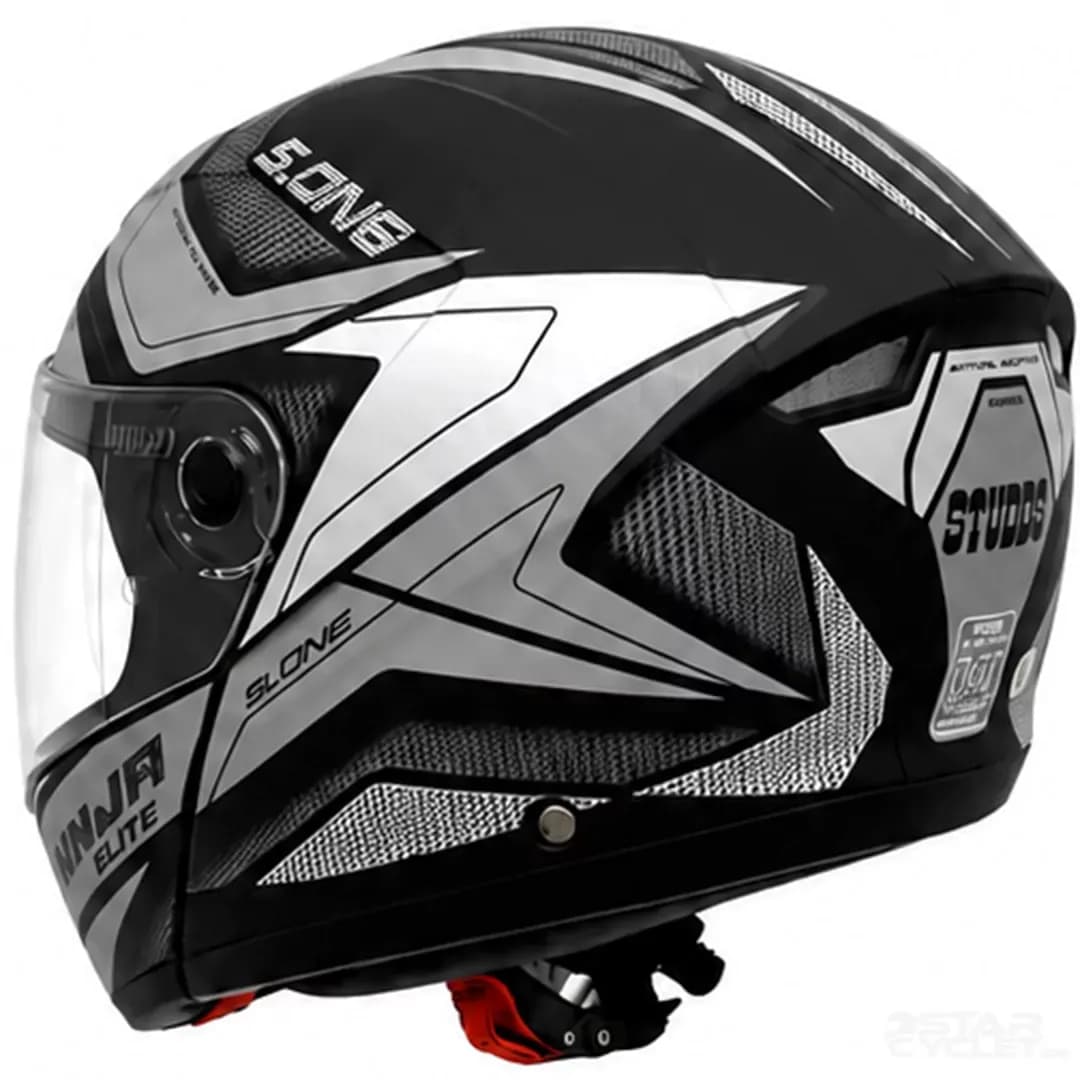 کلاه کاسکت فک متحرک استادز مدل NINJA ELITE MATT BLACK SILVER — تصویر ۵