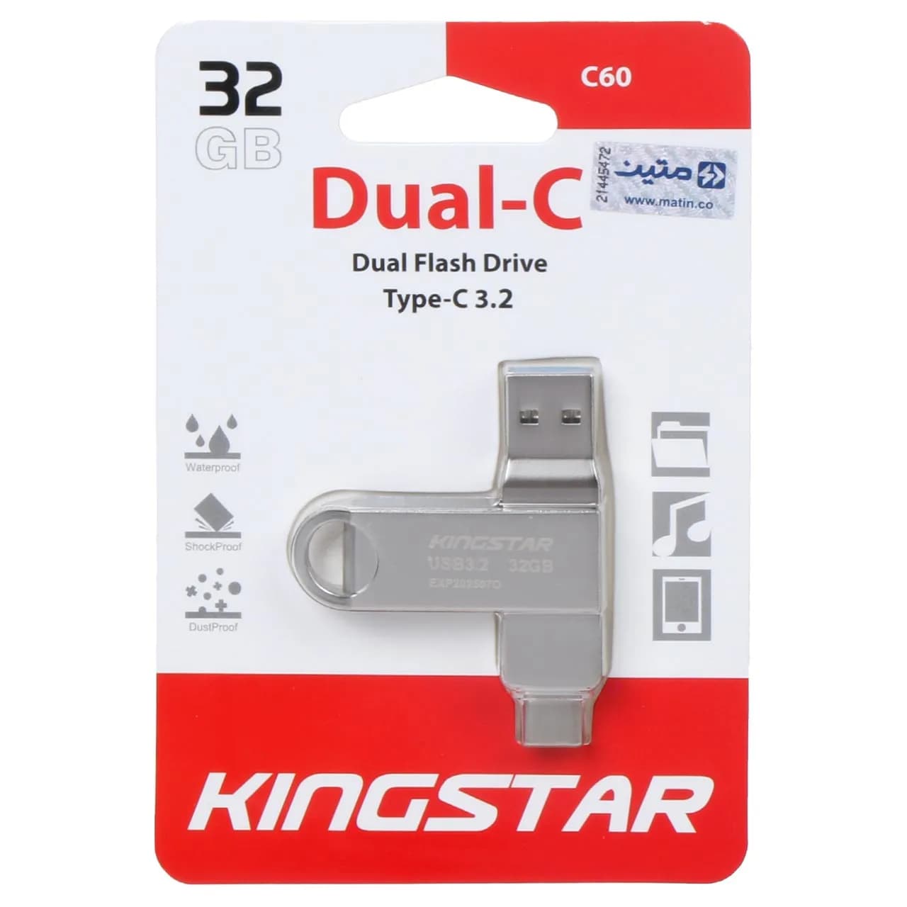 KingStar Dual-C C60 Type-C USB3.2 Flash Memory – 32GB (گارانتی متین)
