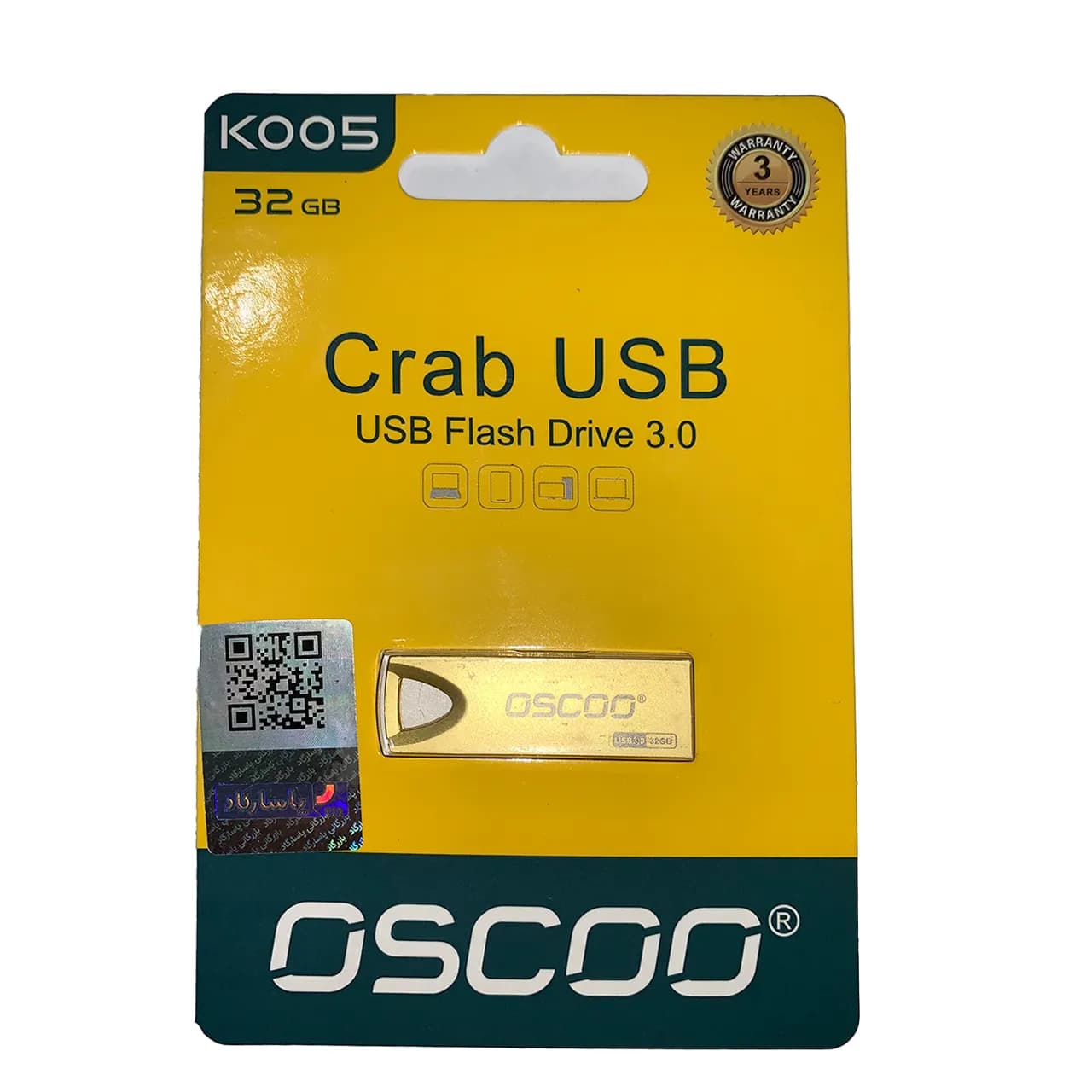 OSCOO K005 Crab USB3.0 Flash Memory – 32GB طلایی (گارانتی پاسارگاد)