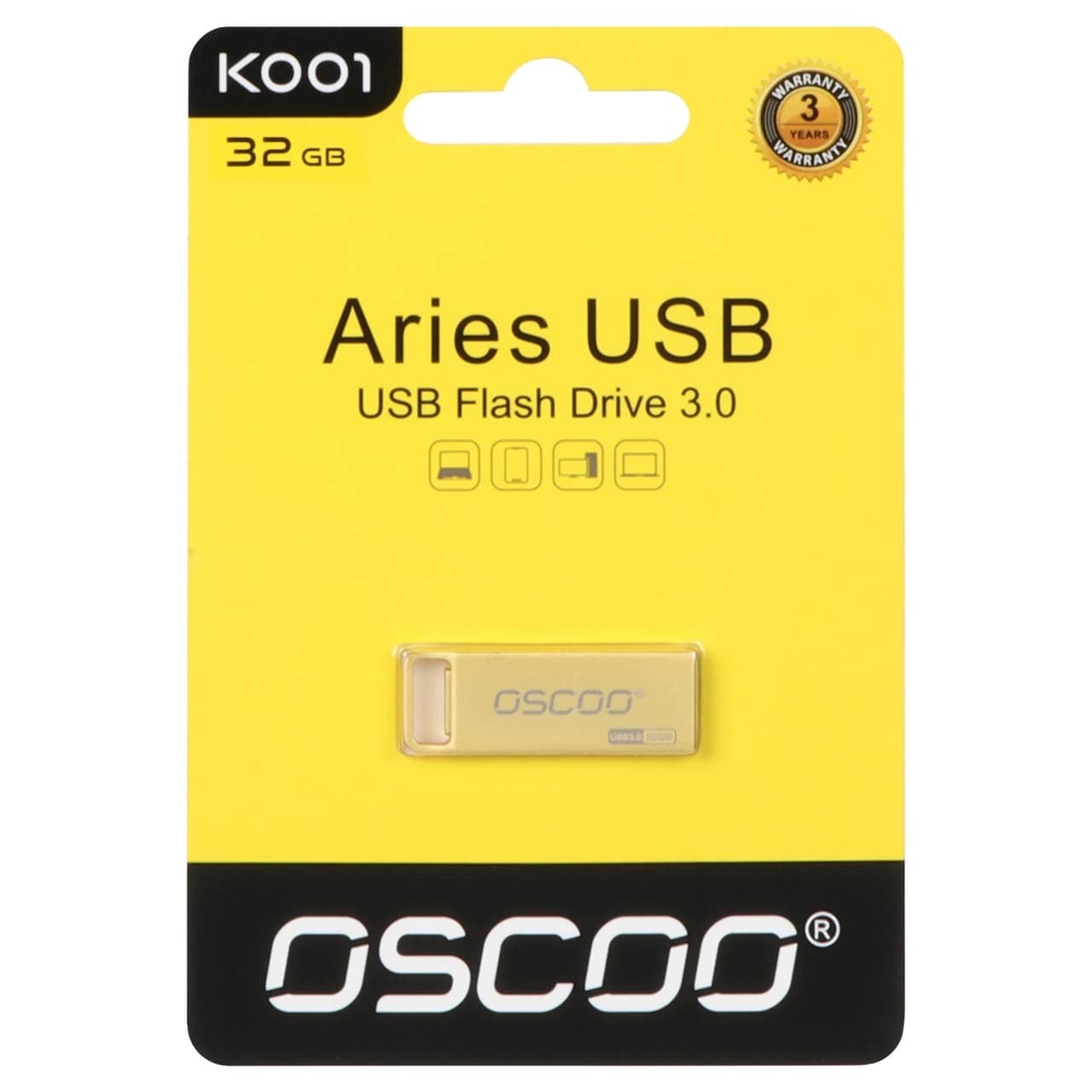 OSCOO K001 Aries USB3.0 Flash Memory – 32GB طلایی (گارانتی پاسارگاد)