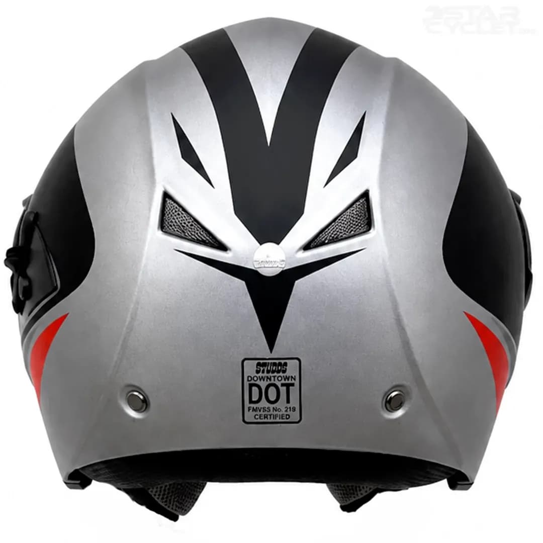 کلاه کاسکت بدون فک استادز مدل DOWN TOWN MATT SILVER BLACK RED — تصویر ۴