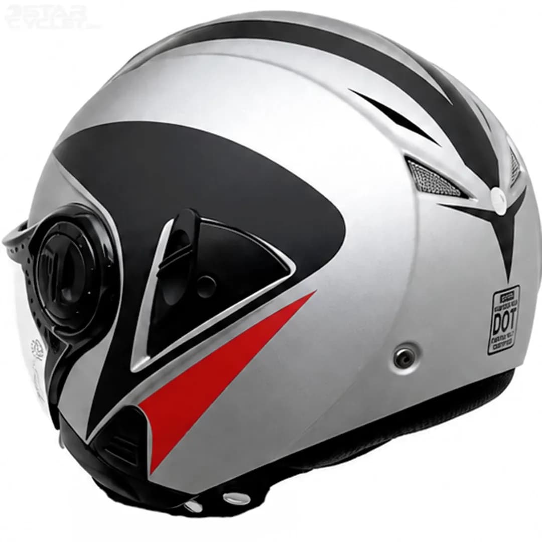 کلاه کاسکت بدون فک استادز مدل DOWN TOWN MATT SILVER BLACK RED — تصویر ۵