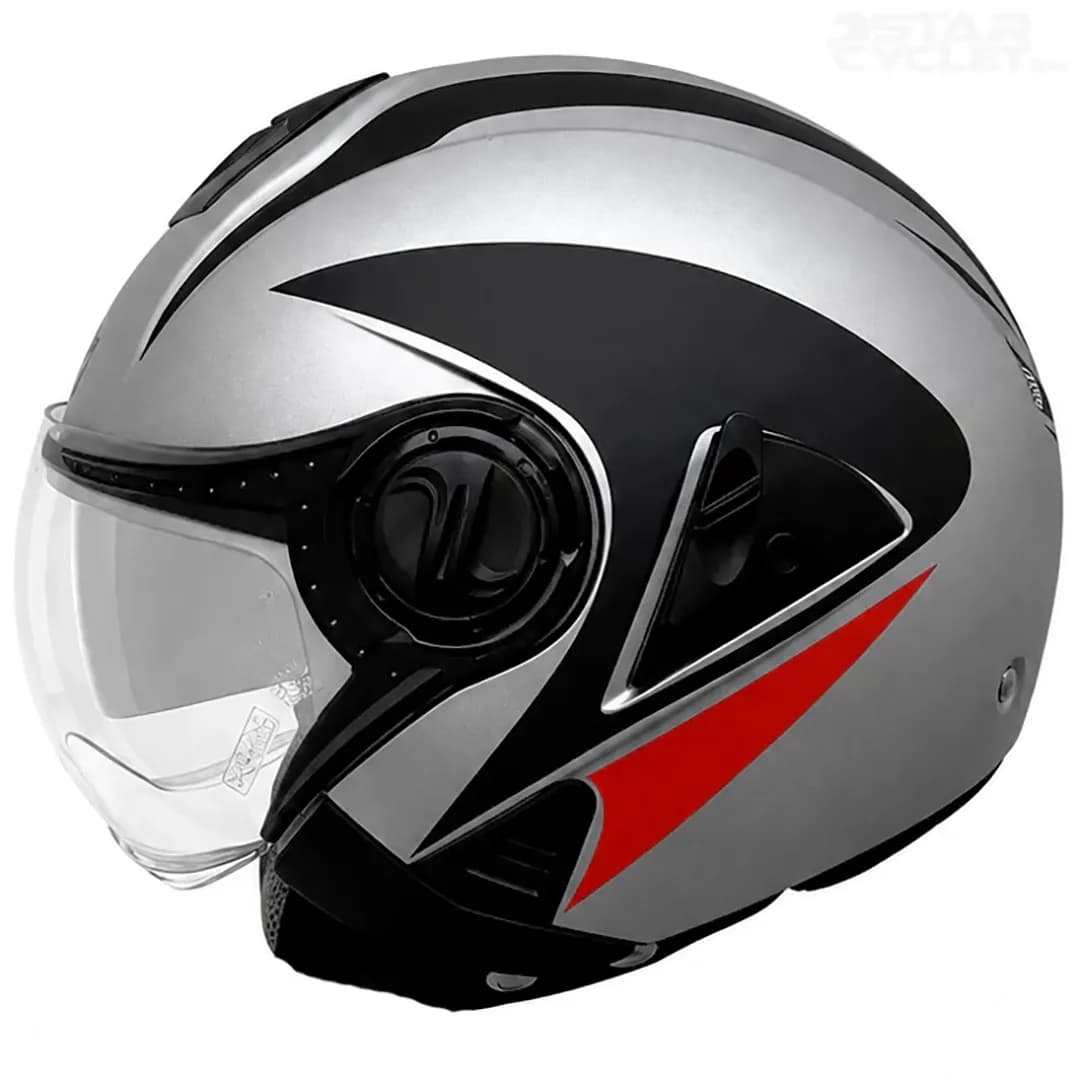 کلاه کاسکت بدون فک استادز مدل DOWN TOWN MATT SILVER BLACK RED — تصویر ۲
