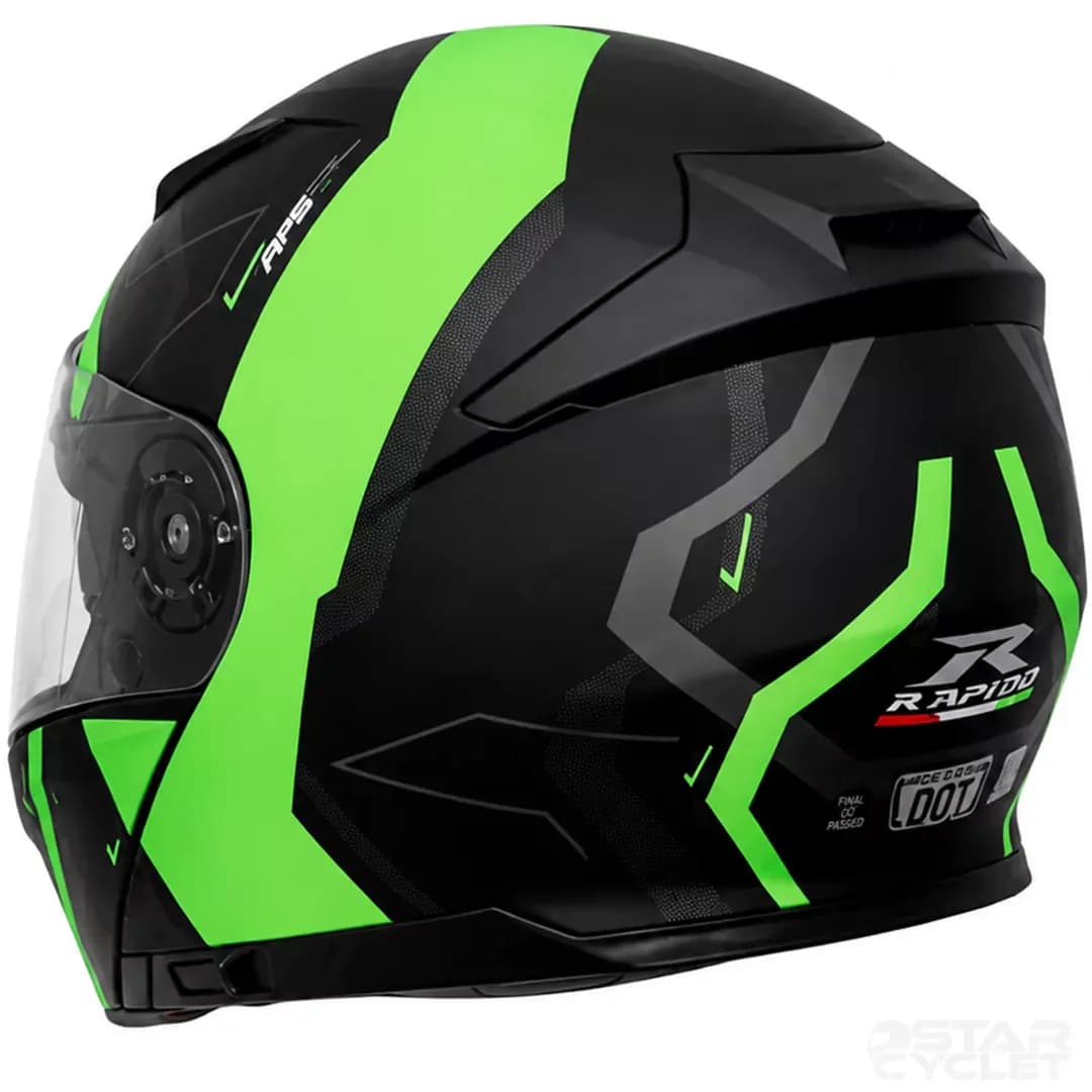 کلاه کاسکت فک متحرک راپیدو مدل 950 matt black green — تصویر ۵