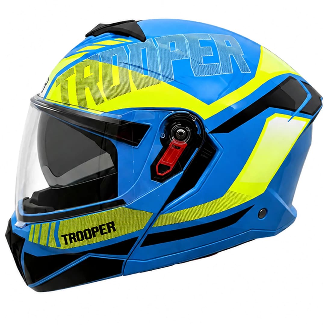 کلاه کاسکت فک متحرک استادز مدل TROOPER D1 BLUE PHOSPHORIC — تصویر ۲