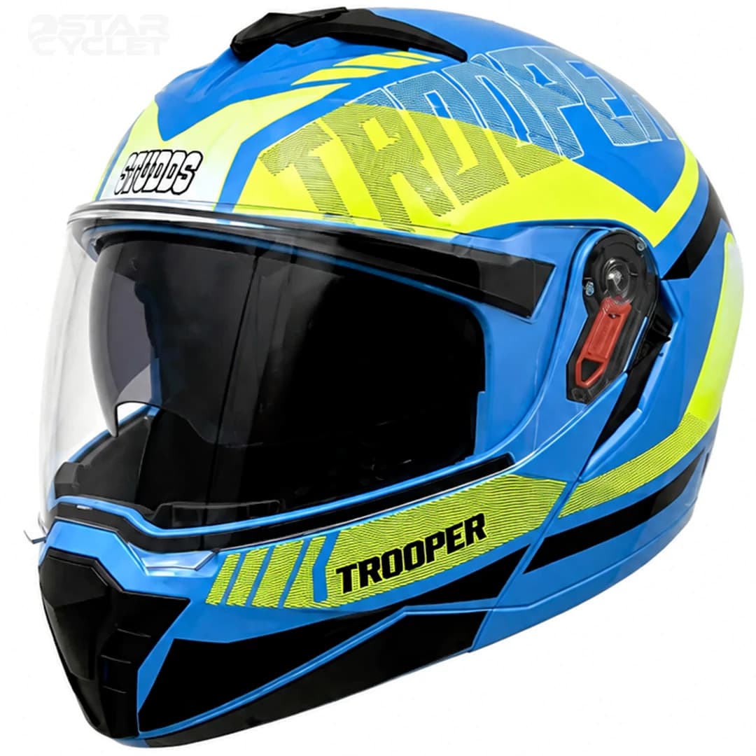 کلاه کاسکت فک متحرک استادز مدل TROOPER D1 BLUE PHOSPHORIC