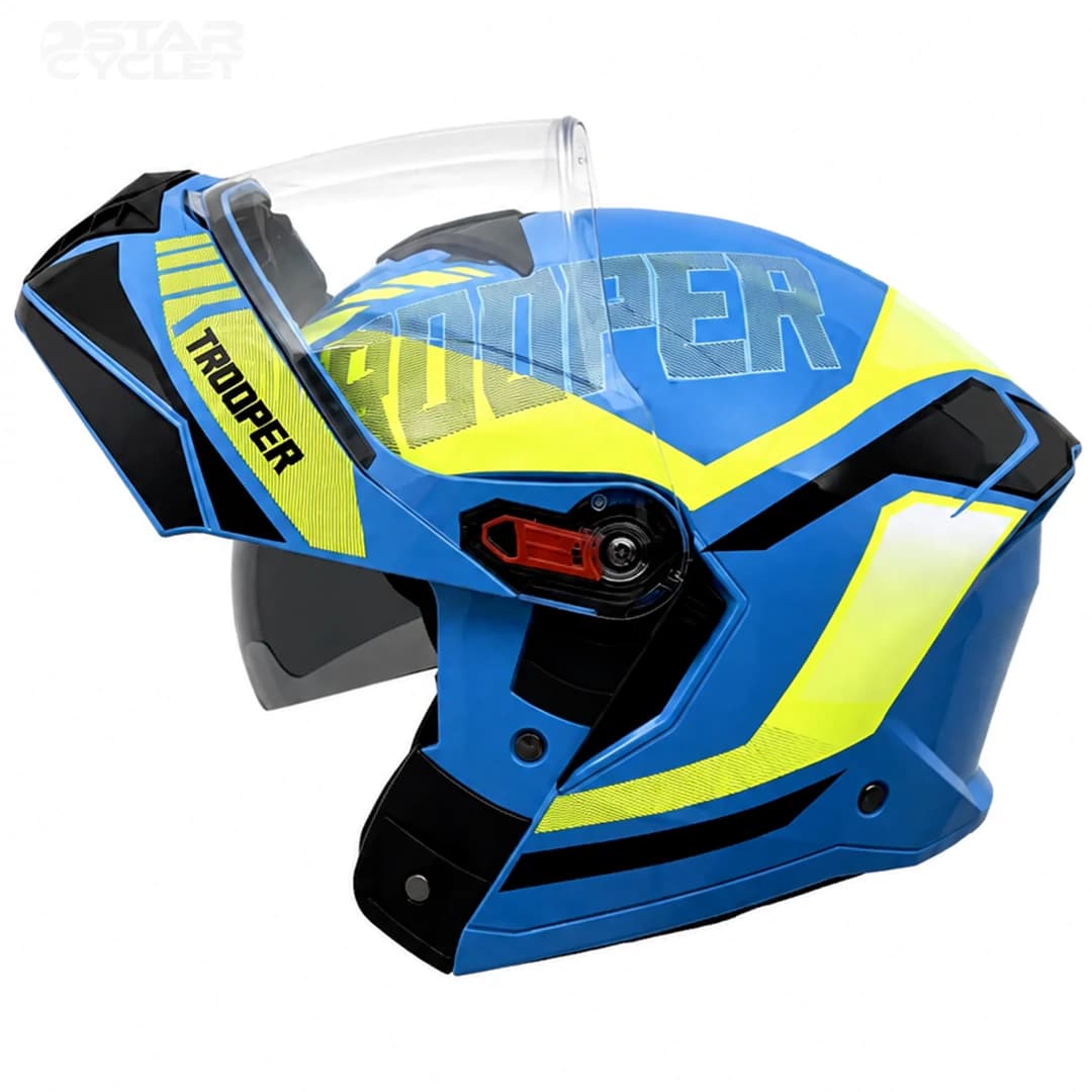کلاه کاسکت فک متحرک استادز مدل TROOPER D1 BLUE PHOSPHORIC — تصویر ۳