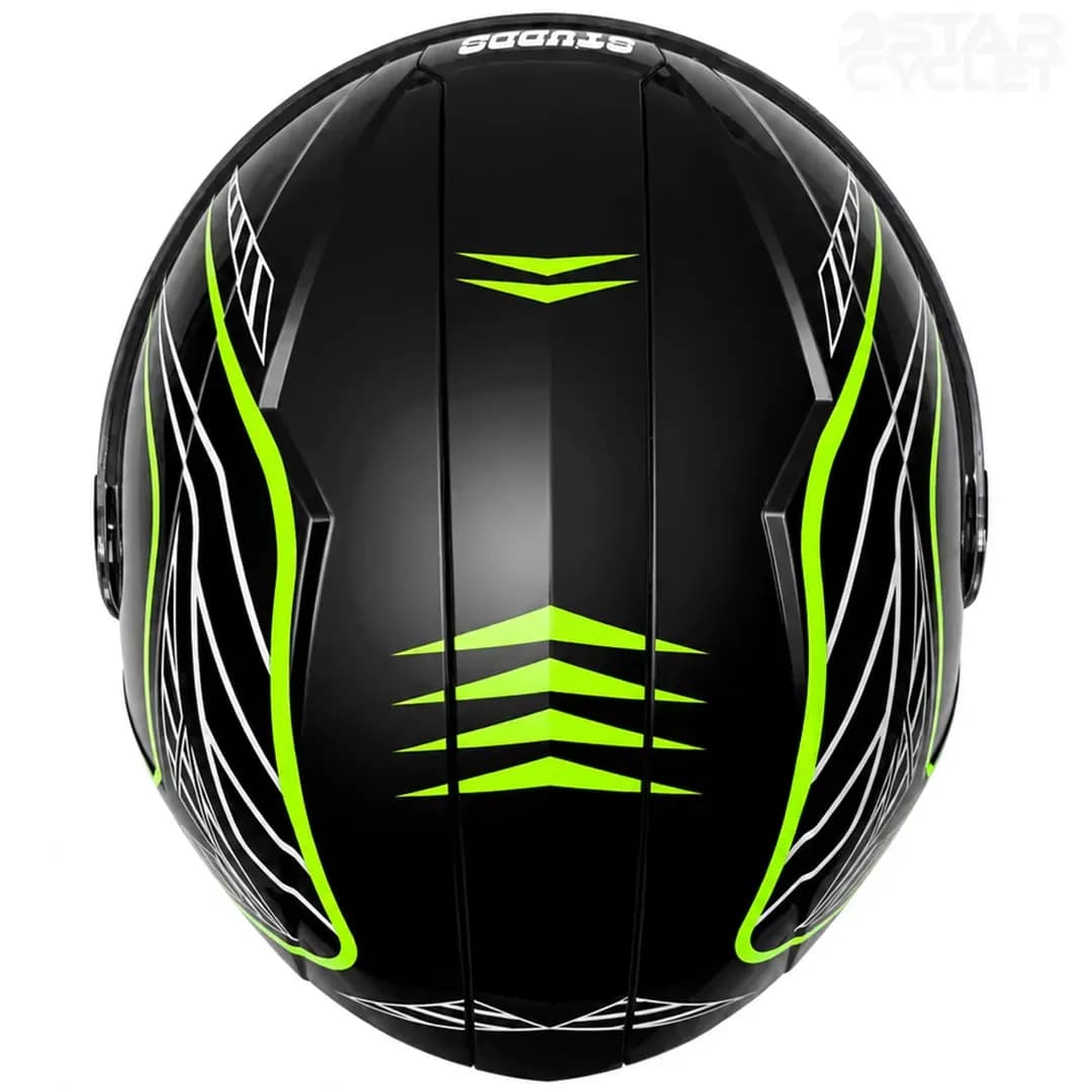 کلاه کاسکت فک متحرک استادز مدل NINJA ELITE BLACK GREEN WHITE — تصویر ۶