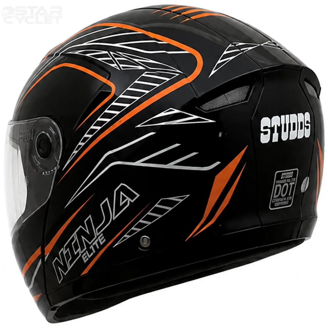 کلاه کاسکت فک متحرک استادز مدل NINJA ELITE BLACK ORANGE WHITE — تصویر ۴