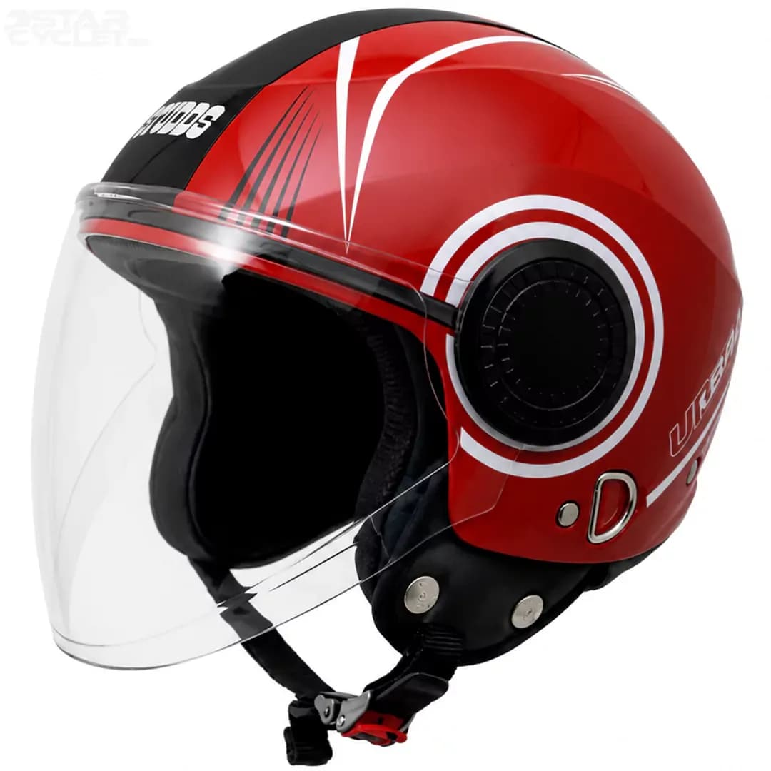 ‏کلاه کاسکت بدون فک استادز مدل URBAN SUPER RED BLACK WHITE