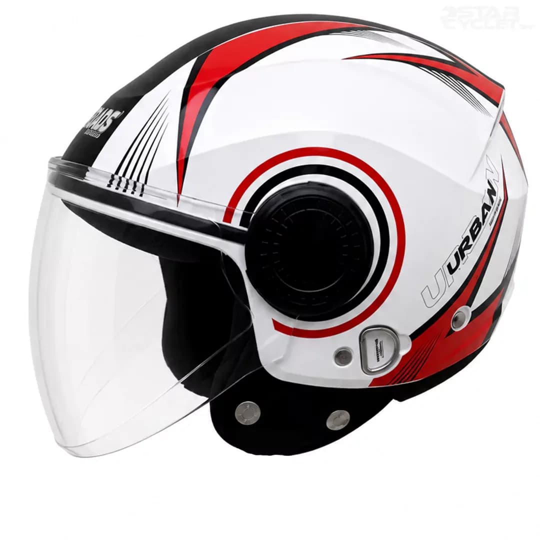 کلاه کاسکت بدون فک استادز مدل URBAN SUPER WHITE RED BLACK — تصویر ۲