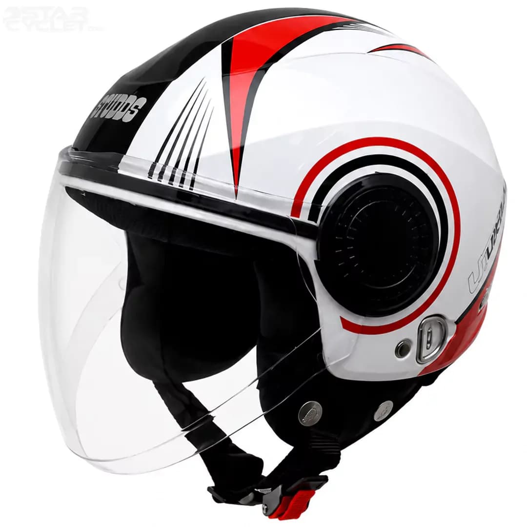 ‏کلاه کاسکت بدون فک استادز مدل URBAN SUPER WHITE RED BLACK
