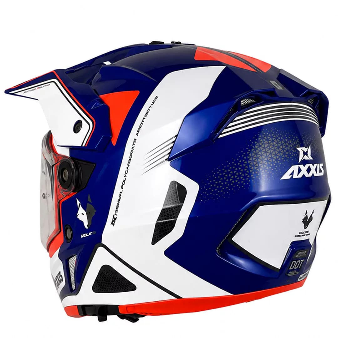 کلاه کاسکت ادونچری اکسیس مدل WOLF DS ROADRUNNER C7 BLUE WHITE ORANGE — تصویر ۴