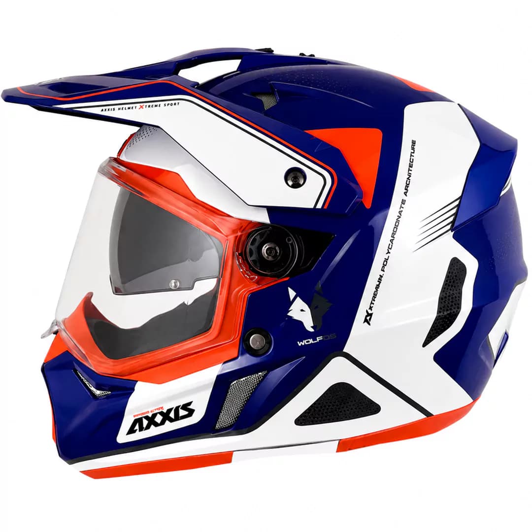 کلاه کاسکت ادونچری اکسیس مدل WOLF DS ROADRUNNER C7 BLUE WHITE ORANGE — تصویر ۲