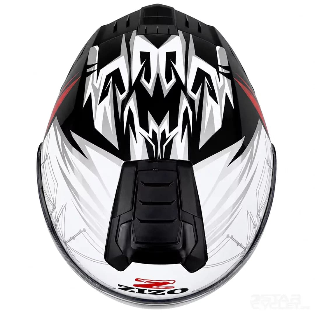 کلاه کاسکت فک متحرک زیزو مدل 1900PLUS WHITE BLACK RED — تصویر ۸
