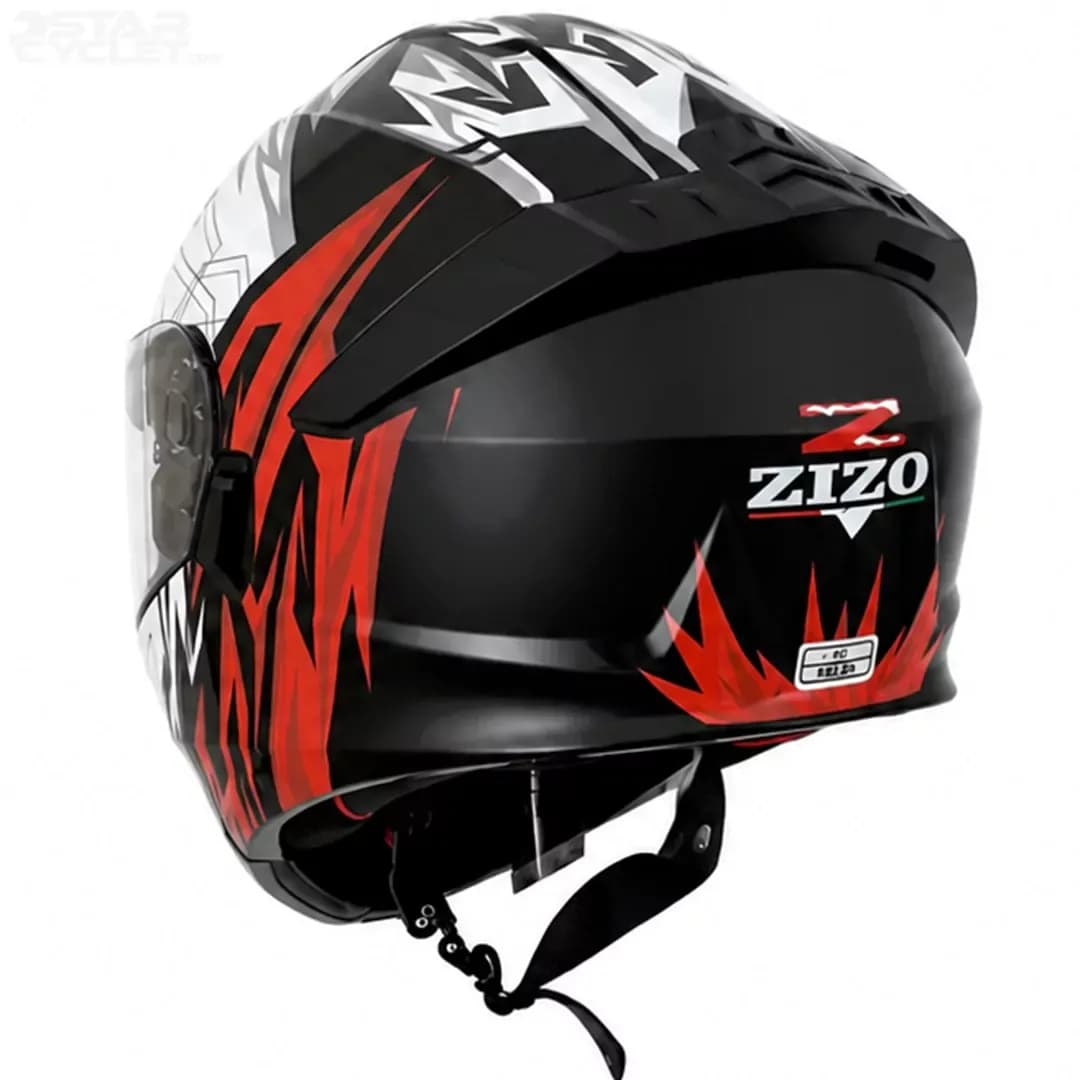 کلاه کاسکت فک متحرک زیزو مدل 1900PLUS WHITE BLACK RED — تصویر ۷