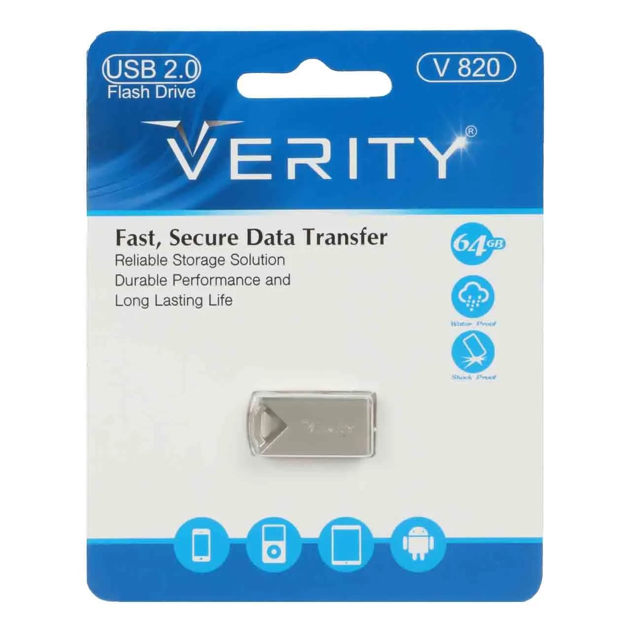 Verity V820 USB2.0 Flash Memory – 64GB – (گارانتی آسان سرویس) نقره ای