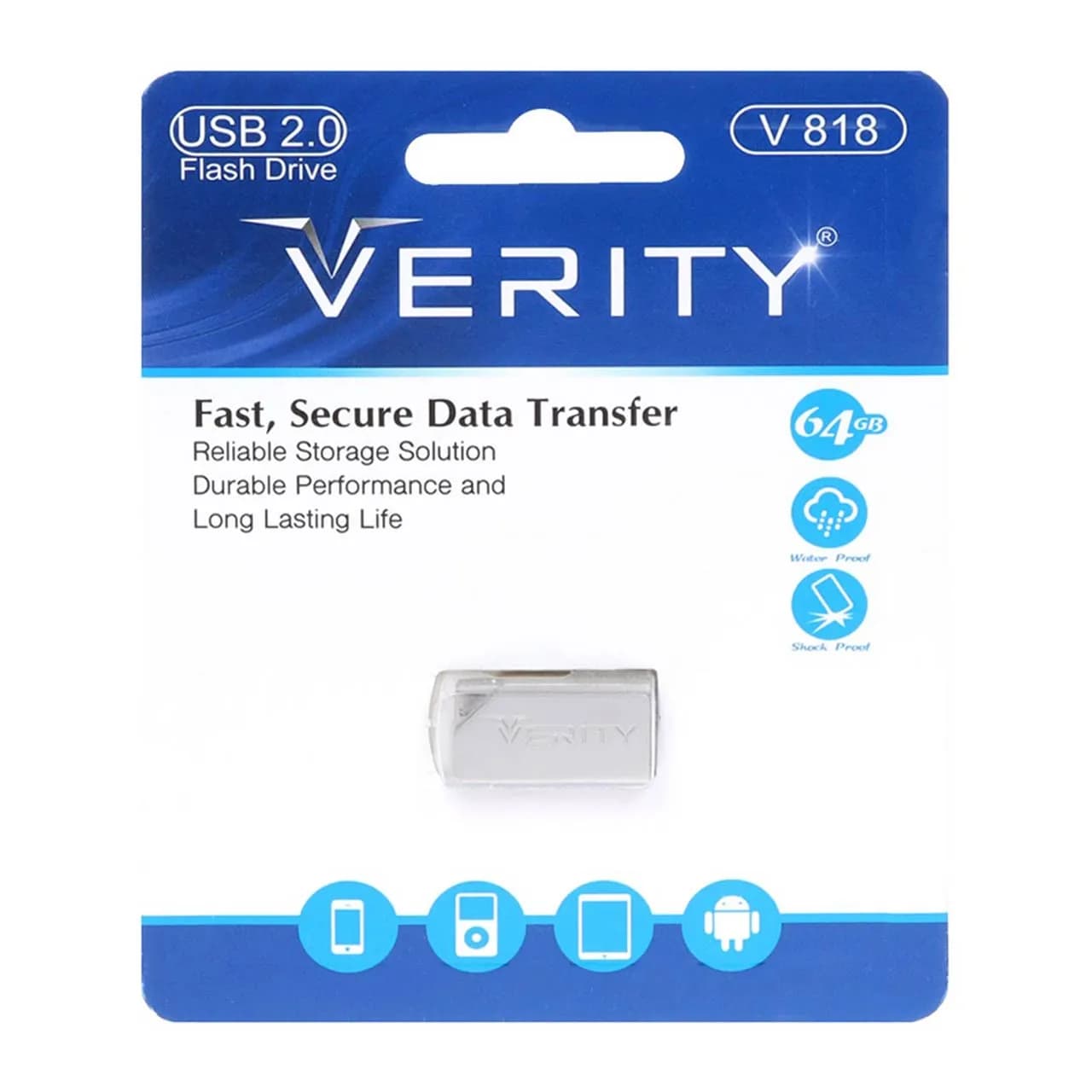 Verity V818 USB2.0 Flash Memory – 64GB (گارانتی آسان سرویس) نقره ای